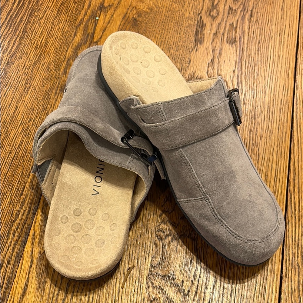 Gray Suede Slip-On Clogs